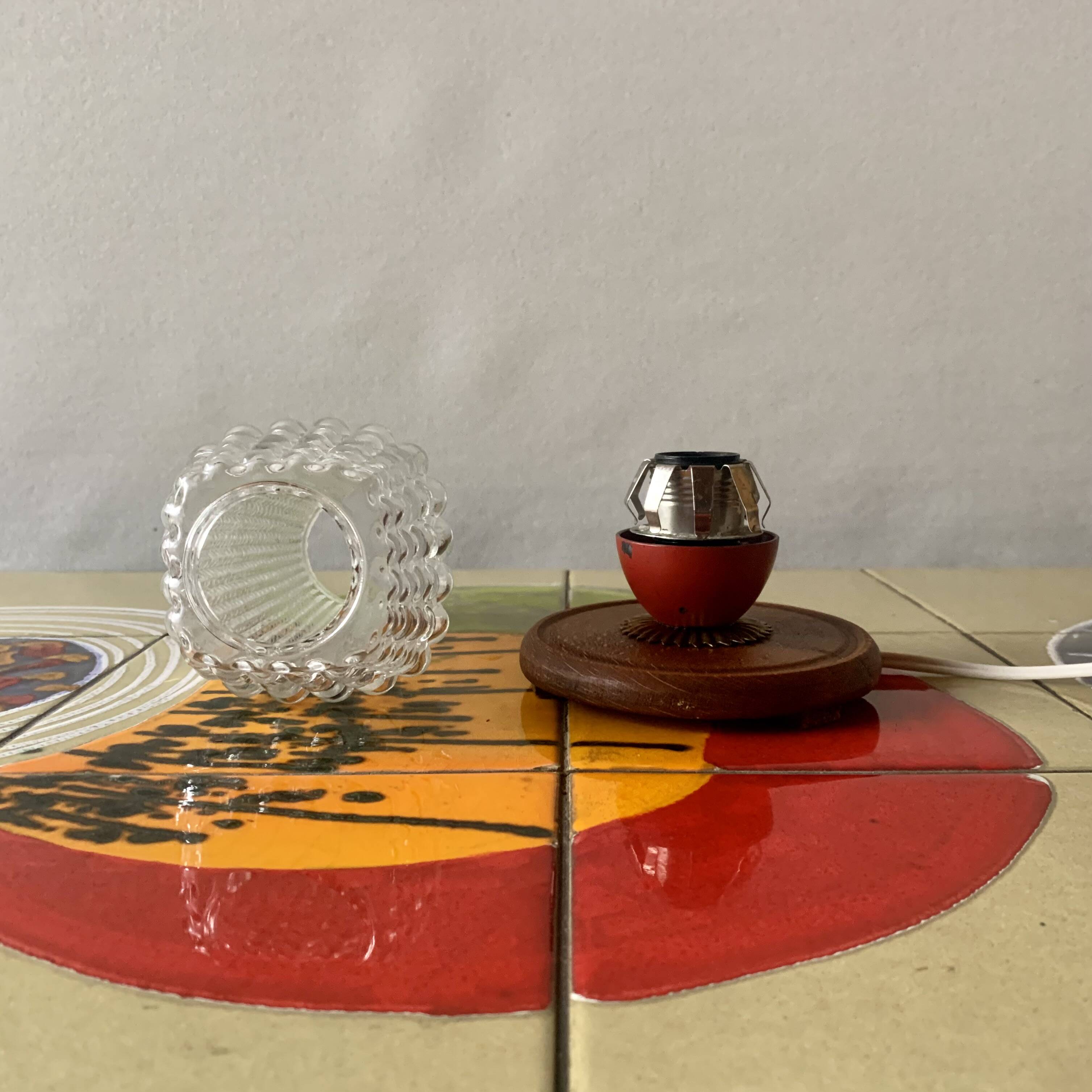 Small vintage bedside lamp in molded glass - 1950s