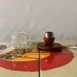 Small vintage bedside lamp in molded glass - 1950s
