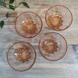 Rosaline service in pink glass with a diamond tray and four bowls
