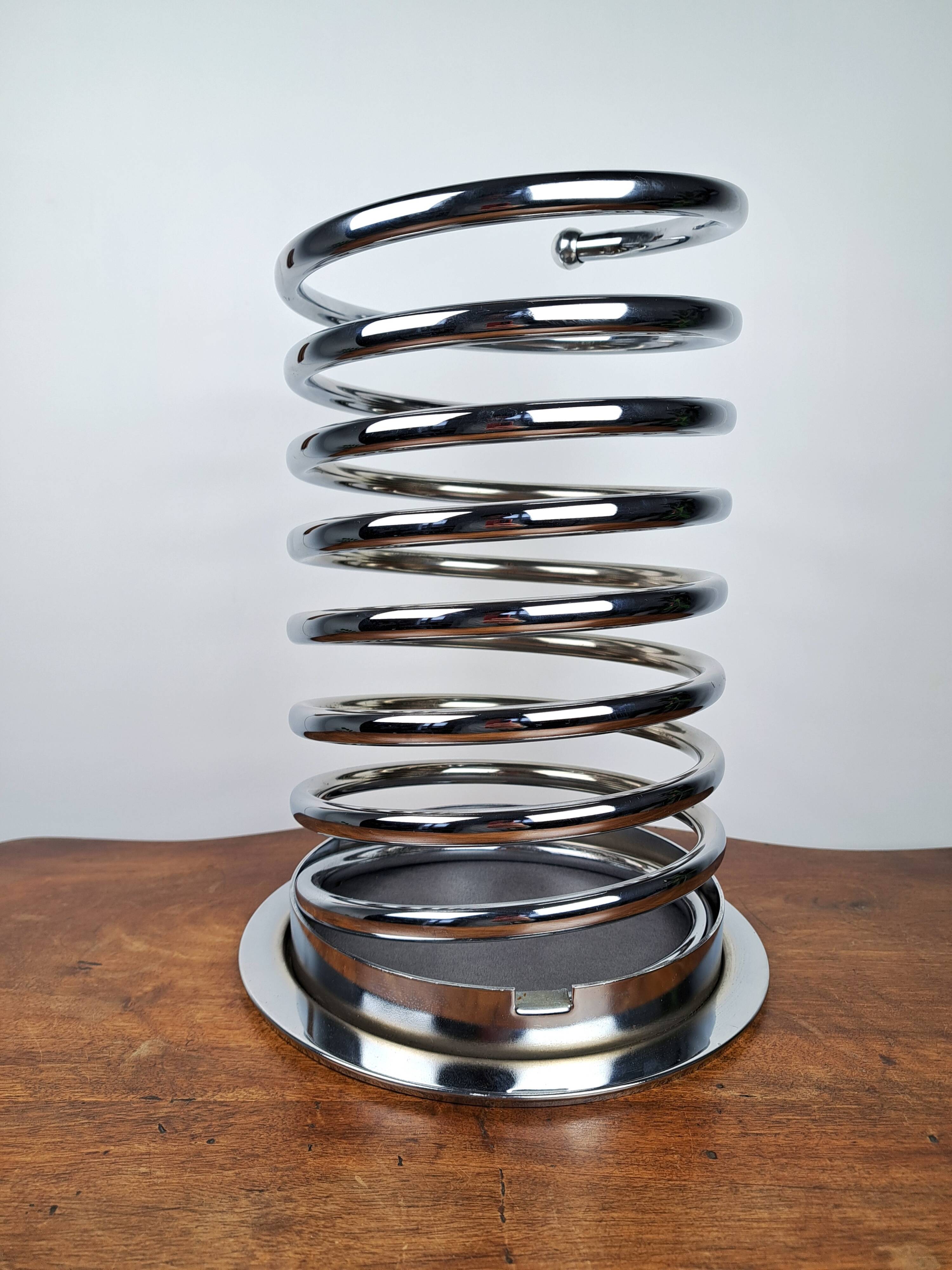 Vintage chrome spring-shaped umbrella stand