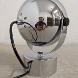 Eye ball lamp or wall light, chrome, space age, France circa 1970.