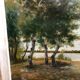 Ancien tableau huile sauveur bernay theric 1895 le rhône avec cadre bois vintage