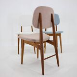 1960s Set of Three Oak Dining Chairs in Boucle, Czechoslovakia