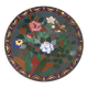 Antique copper plate with cloisonné decorations, Japan, Meiji period