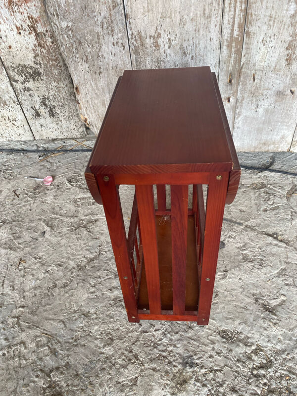 Meuble Chevet Bout Table Ancien Bois Tablette Pliante Porte Revues Vin
