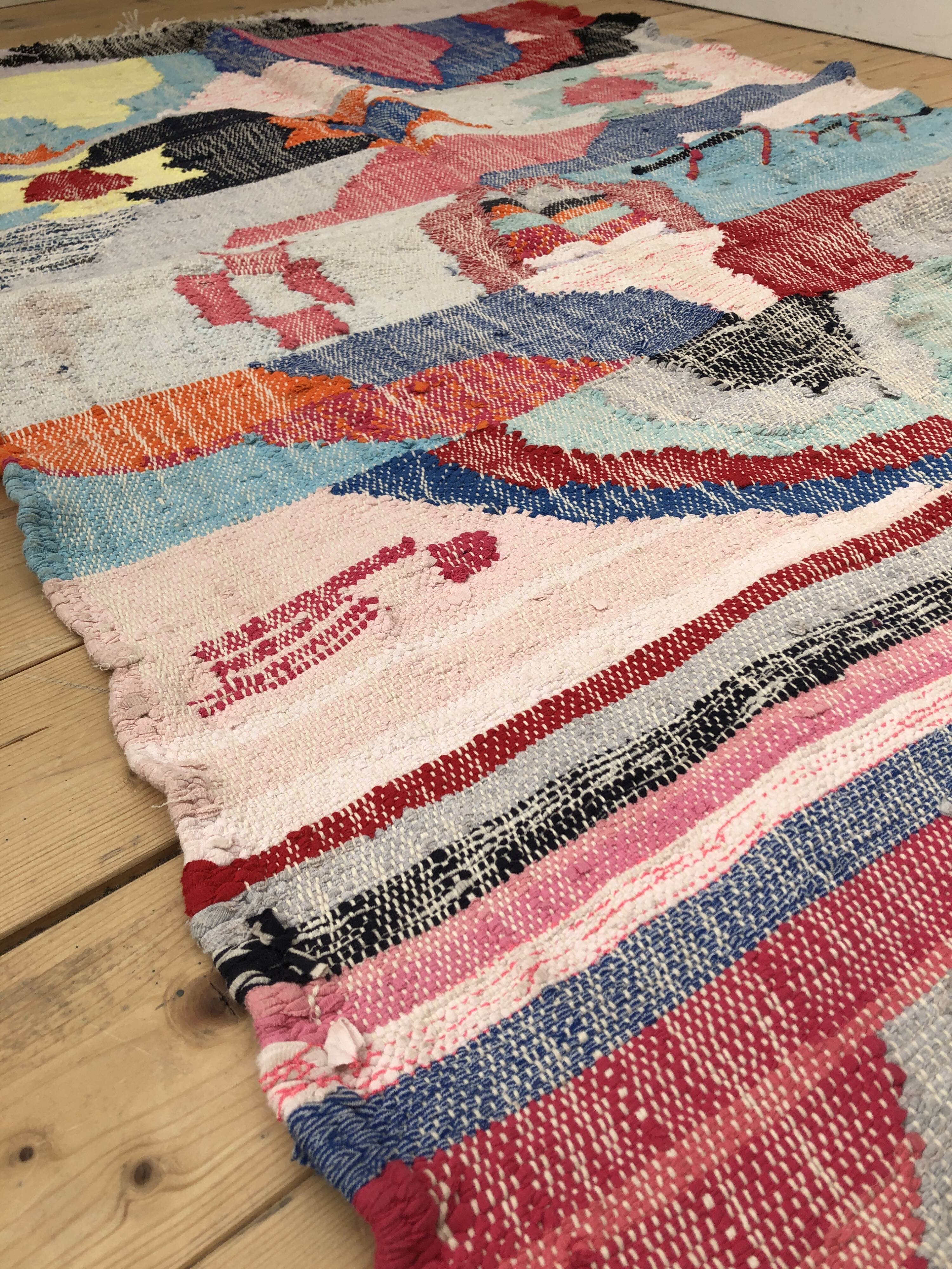 Moroccan Berber carpet Kilim Boucherouite Neuf 1, 75x1m