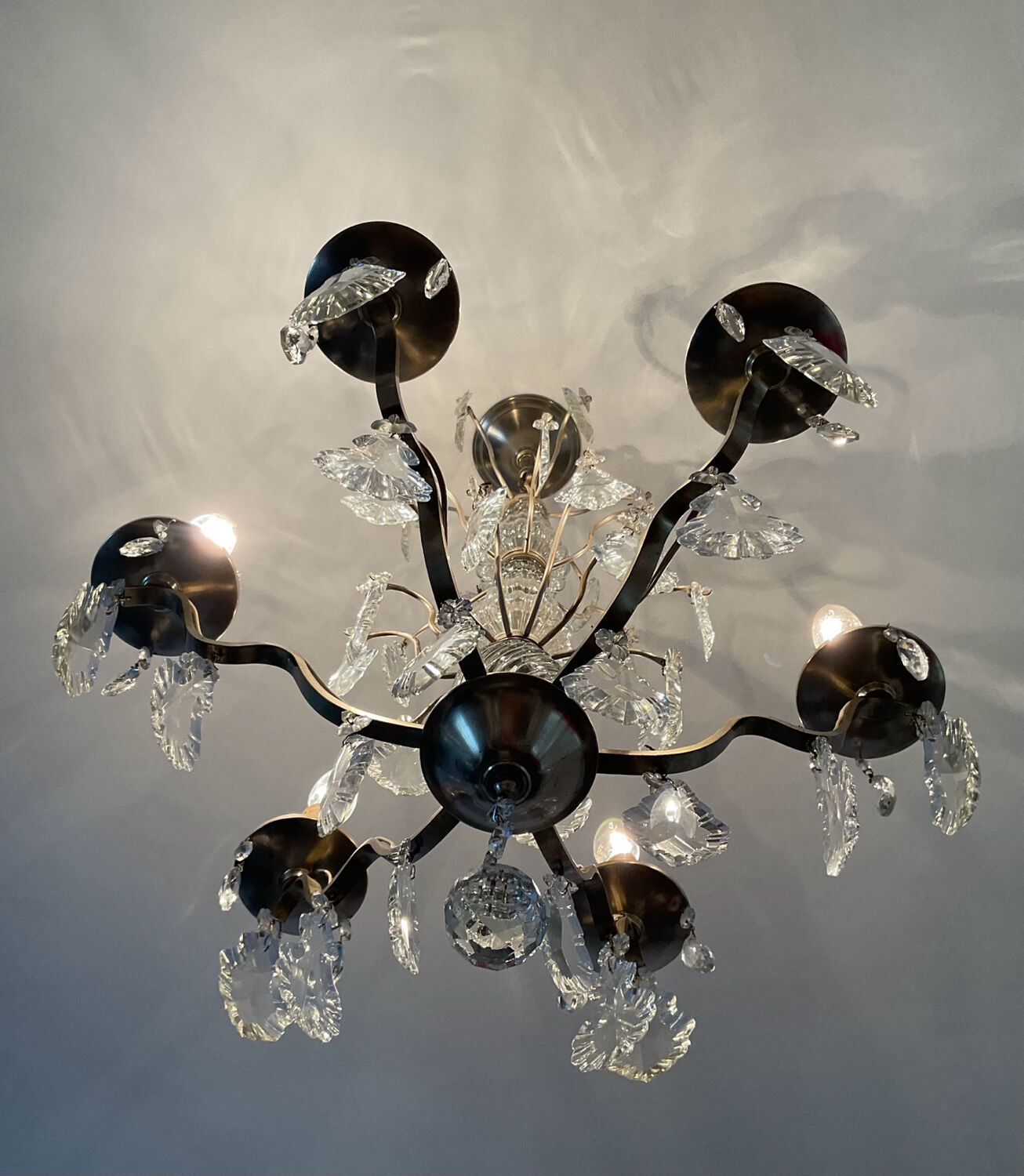 Girandole chandelier with crystal drops from the 60s and 70s