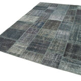 Handwoven Oriental Vintage 205 cm x 303 cm Grey Patchwork Carpet