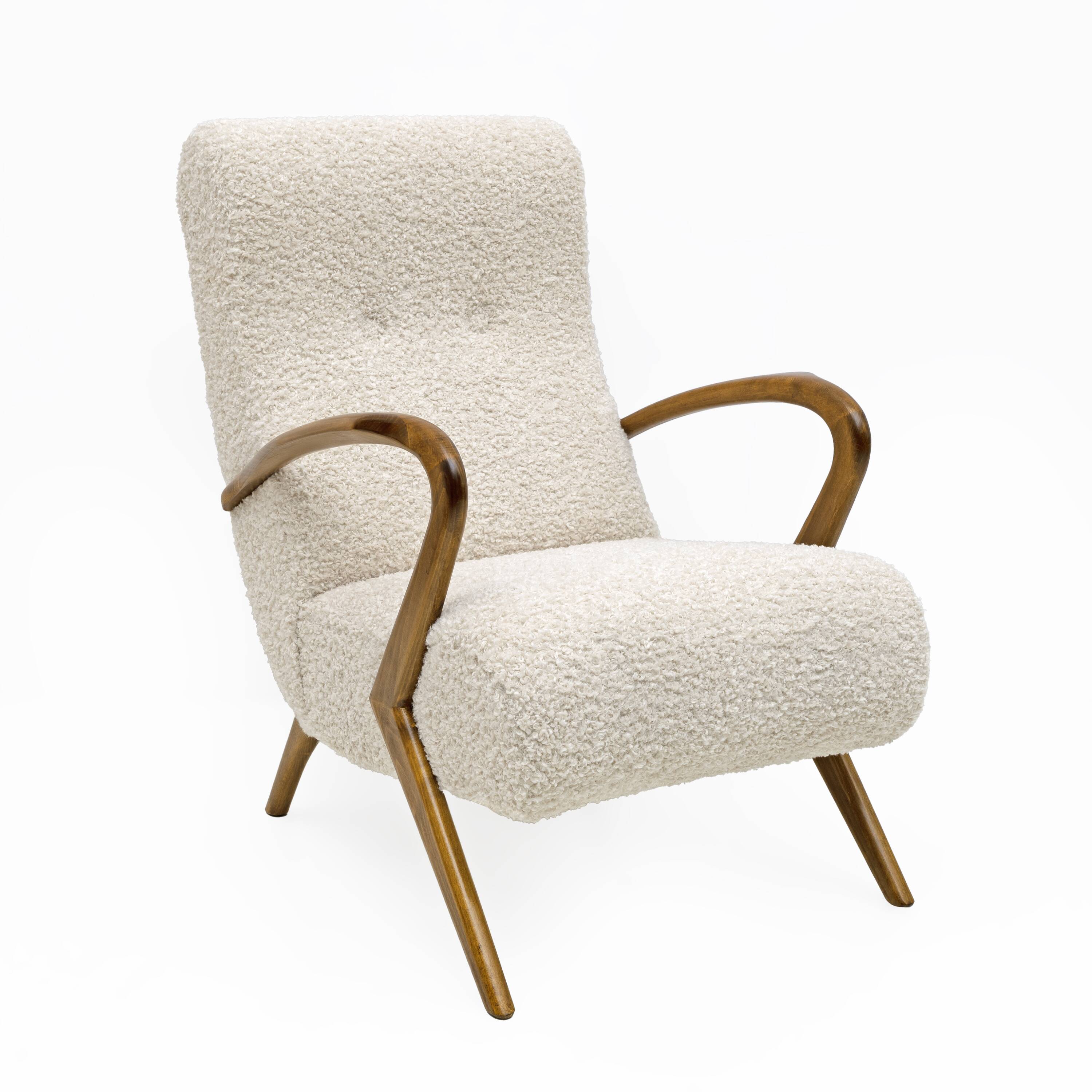 Attribute to Paolo Buffa Mid-century Modern Italian Bouclè Armchairs, Pair