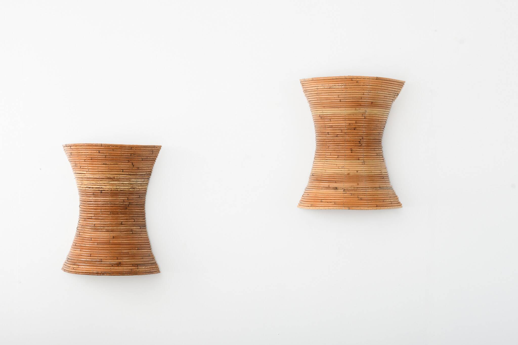 Pair of Organic Rattan Wall Sconces