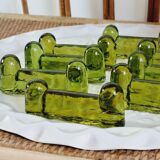 8 knife doors in green glass from BIOT