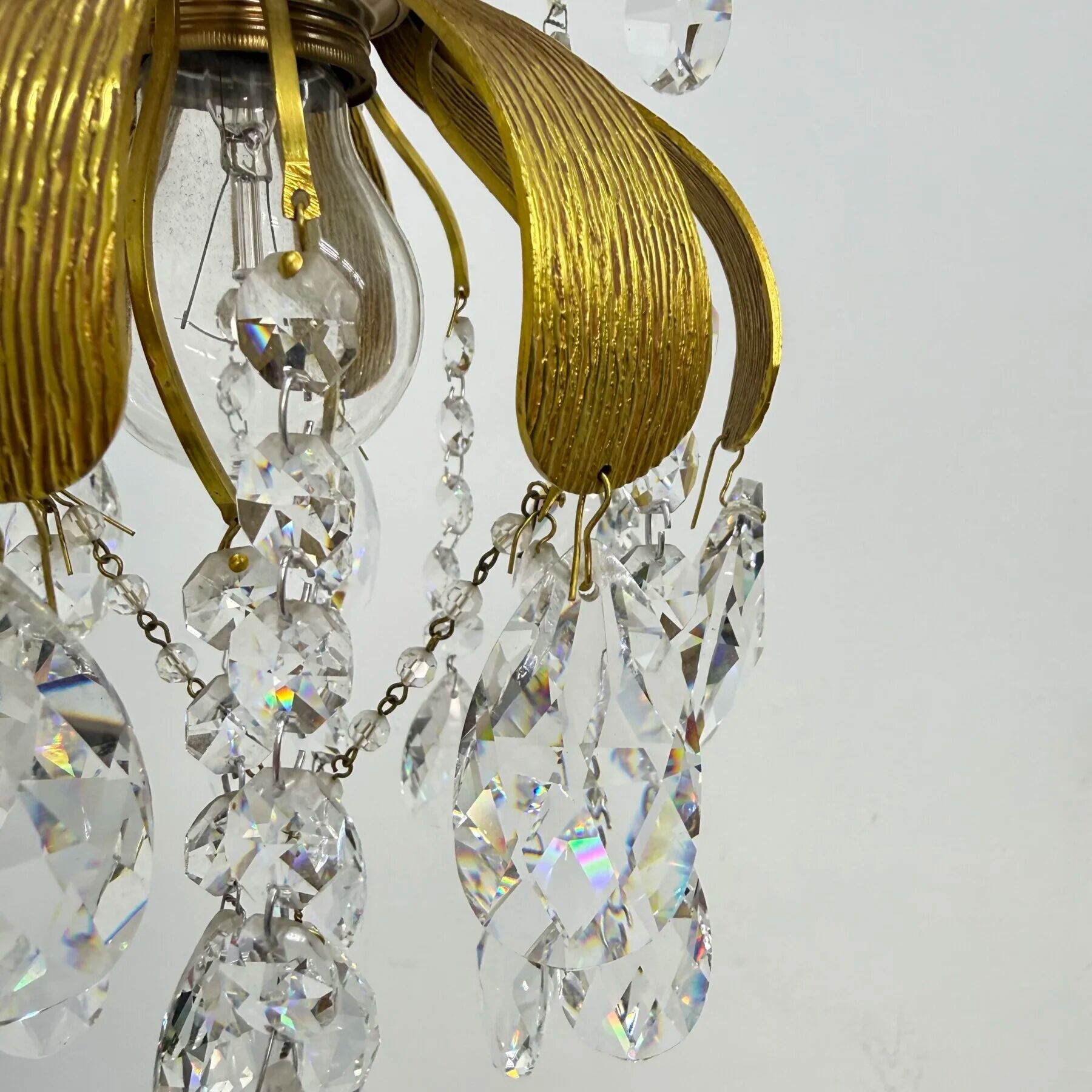 Palwa crystal flush mount by Ernst Palme, brass pineapple, 1960s, Germany