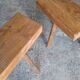 Pair of low stools in old patinated solid wood