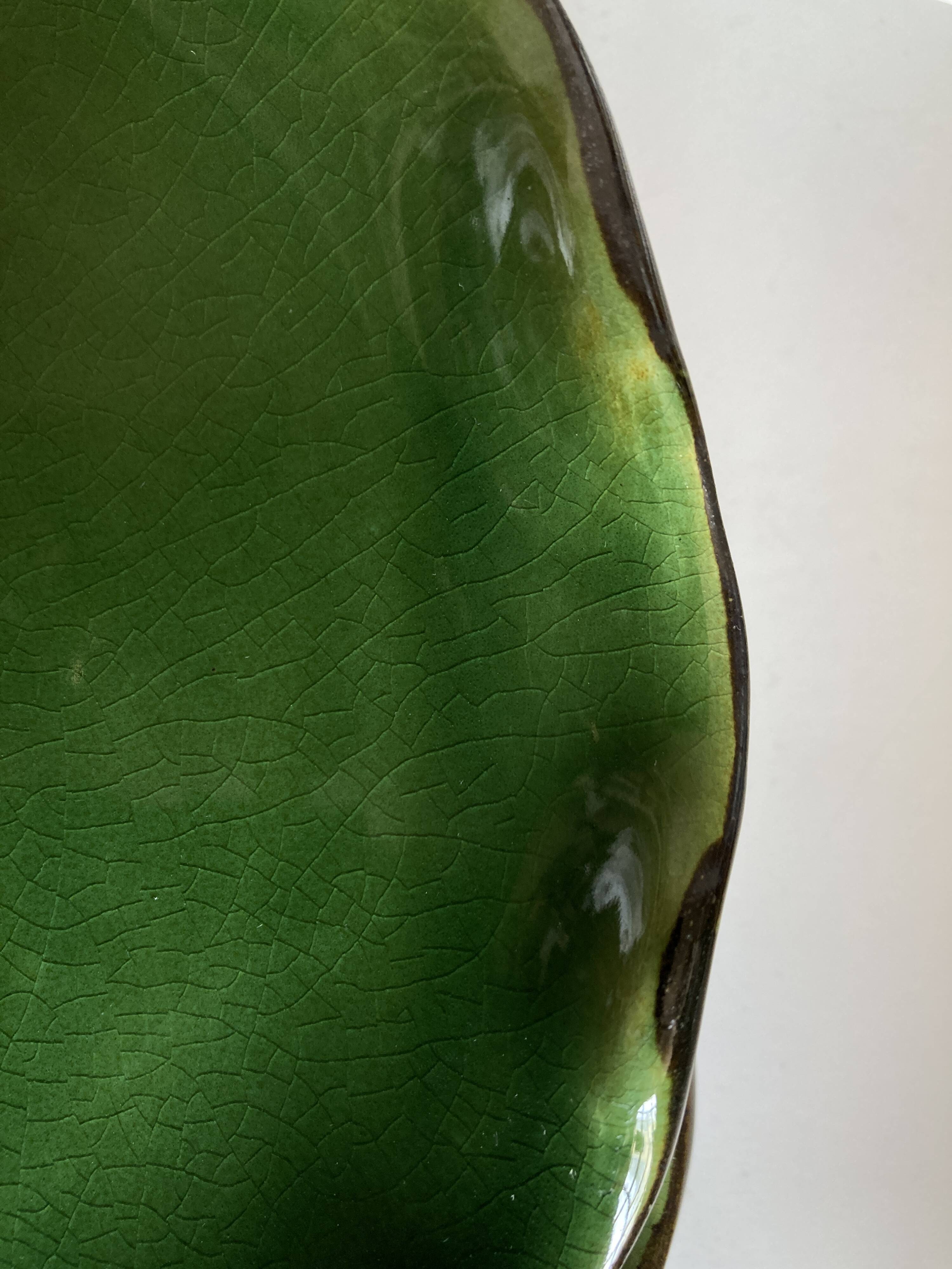 Set of 4 wavy glazed earthenware plates by Milon from Dieulefit, 1970.