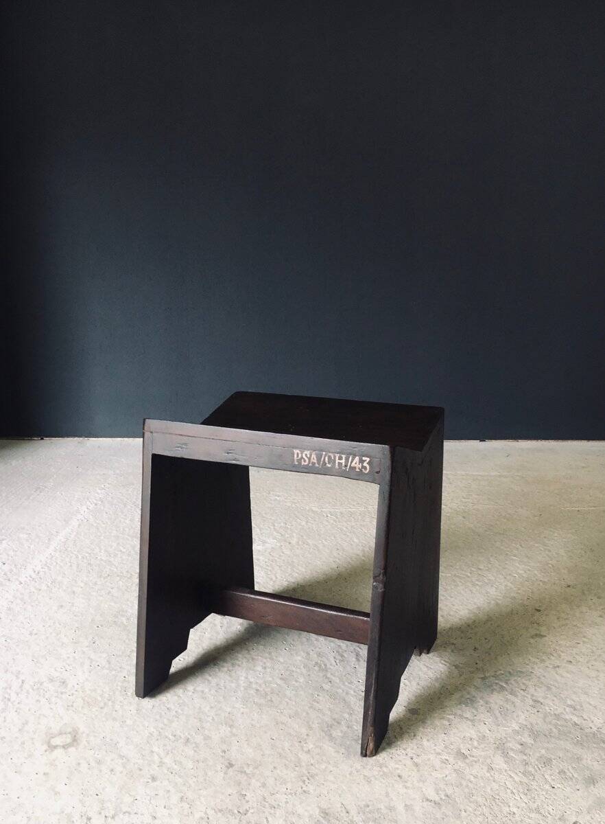 Modernist PJ-SI-68-A Sewing Stools by Pierre Jeanneret for Chandigarh, 1950s, India, Set of 2