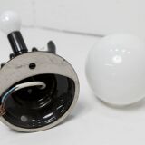 Main wall lamp in black ceramic 1960 original opaline globe