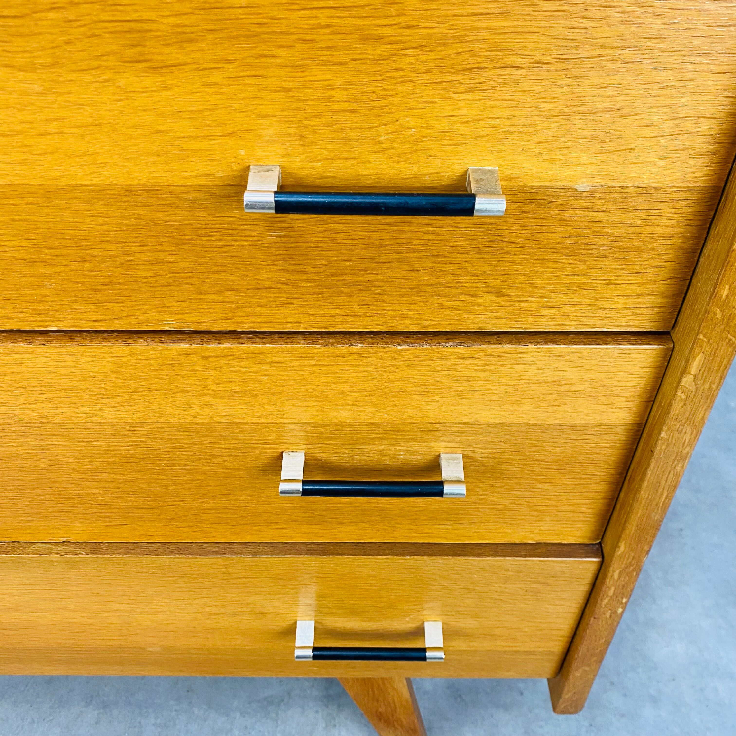 Commode pieds compas années 50 bois blond