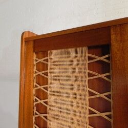 Vintage buffet, rattan and wood secretary from the 1960s.