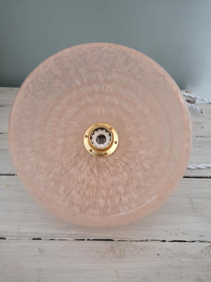 Lamp/suspension/walkman in pink clichy glass