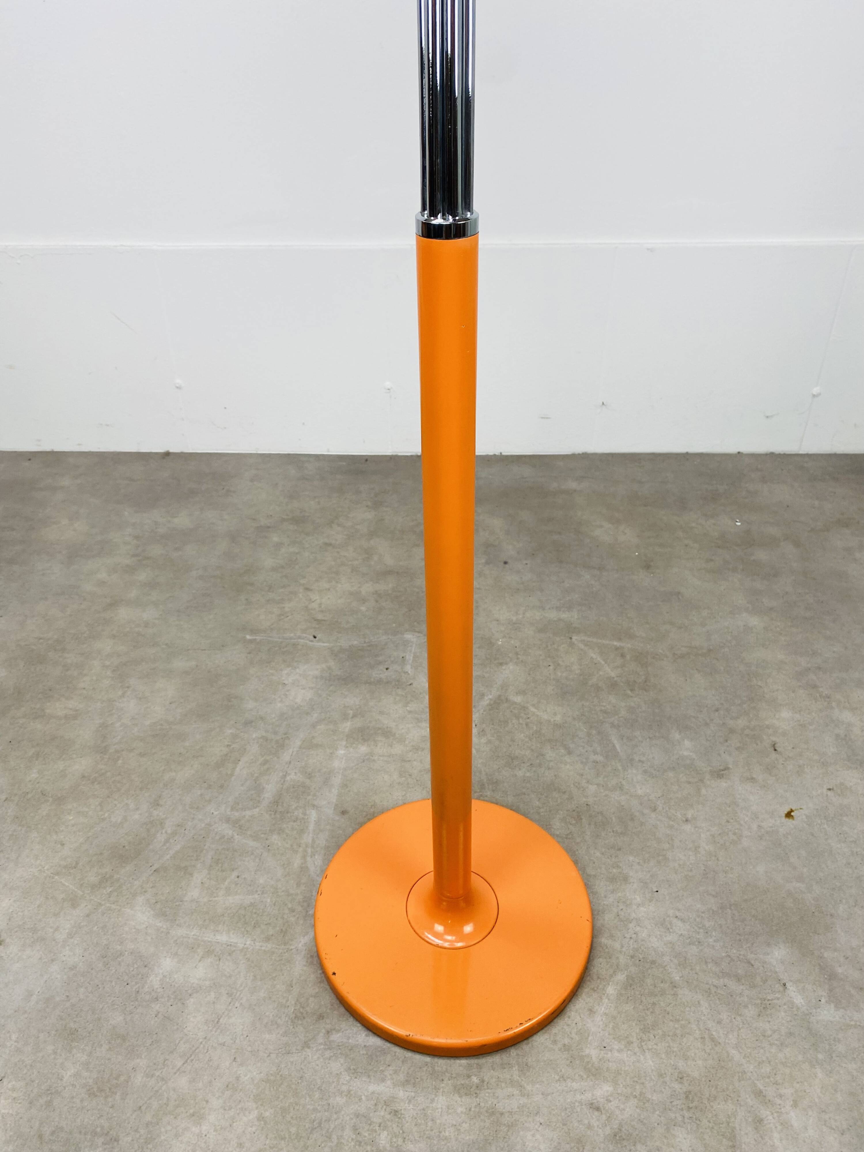 Coat rack 70's orange and chrome by Fase