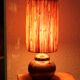 Puisaye stoneware lamp, raffia lampshade, 70s
