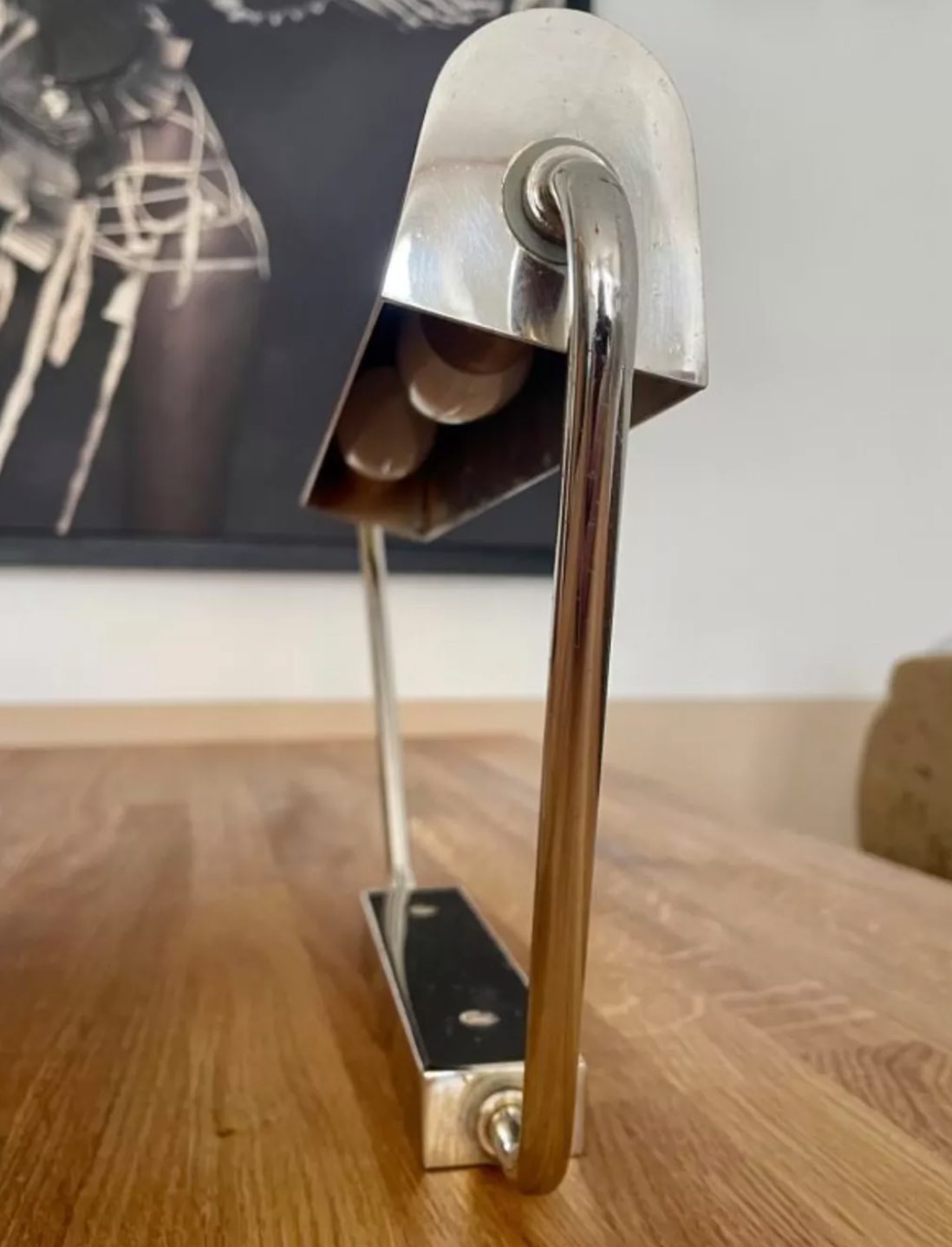 Vintage adjustable modernist wall lamp, chromed metal, France 1960