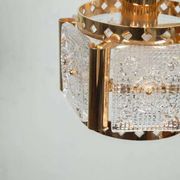 Vintage brass and frosted glass pendant, Vitrika glass pendant.