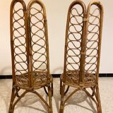 Pair of low chairs in Bonacina rattan