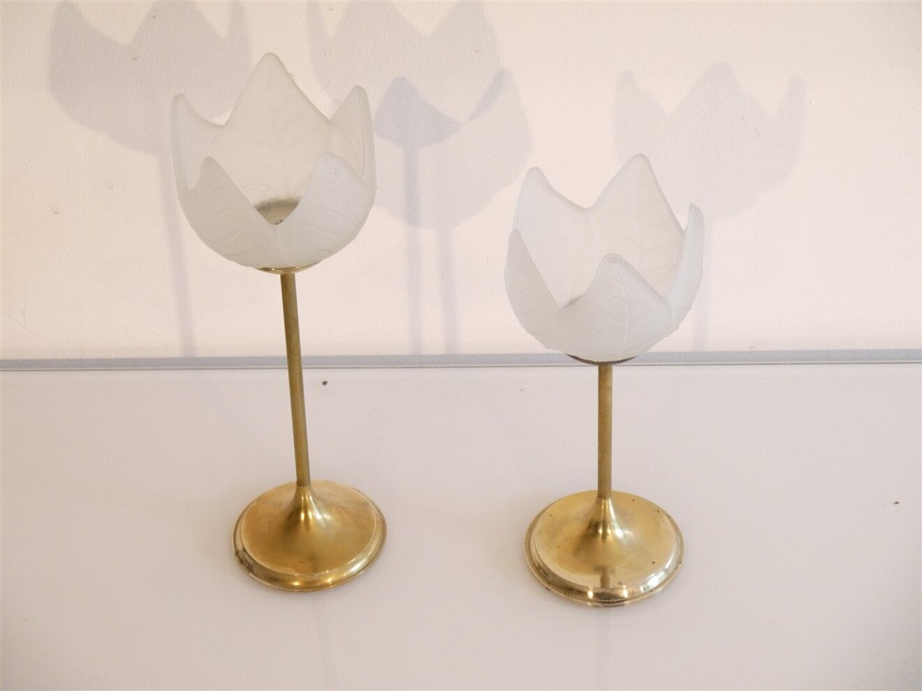Scandinavian candlesticks in brass and glass