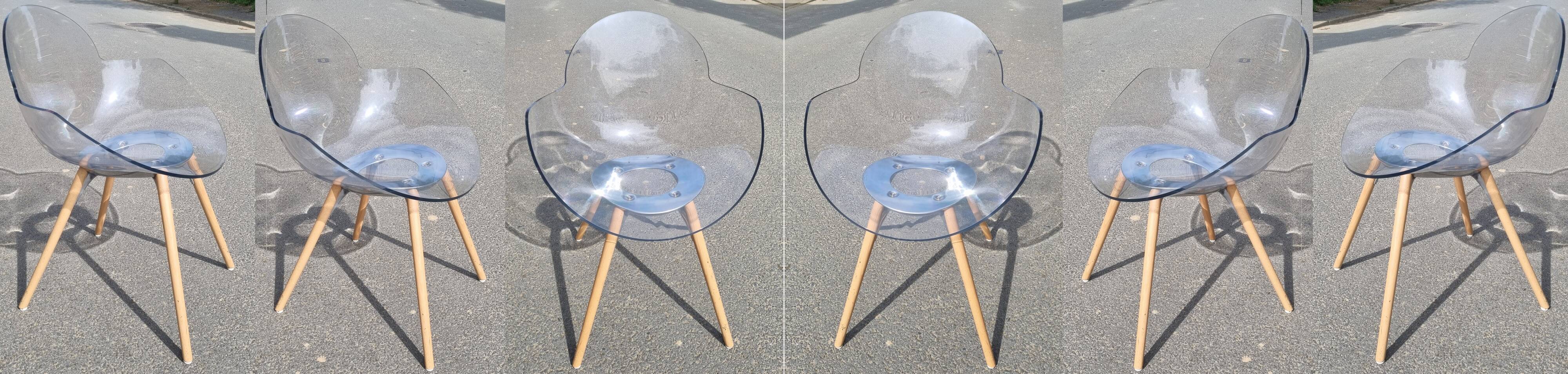 Suite of 6 chairs, wooden cookie legs, design Studio Zetass, Infiniti