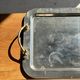 Très grand plateau vintage en métal argenté à anses dorées L47 L36,5 H5