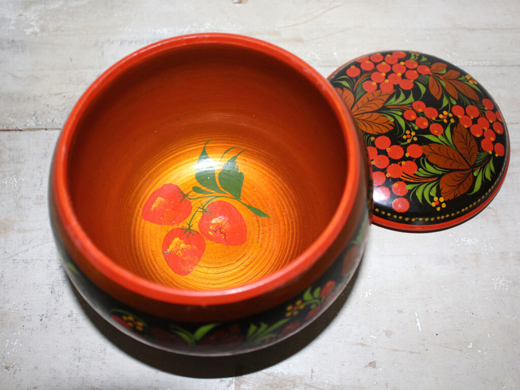 Khokhloma painted Russian wooden box