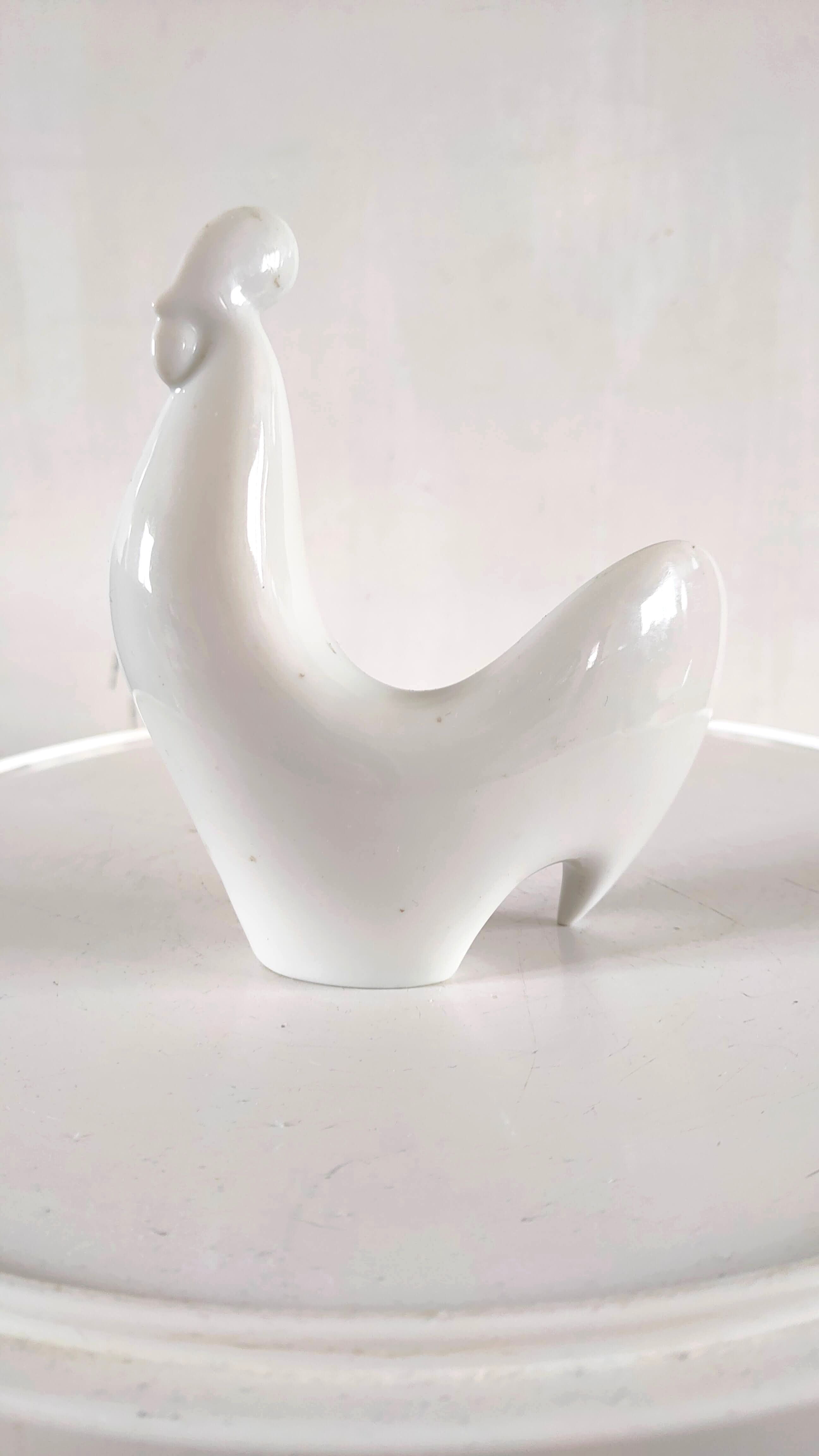 Coq stylisé en céramique design années 70