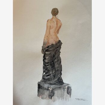 Tableau Aquarelle signé « la statue vivante »