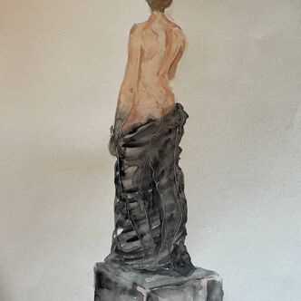 Watercolor painting signed “the living statue”