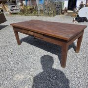 Antique solid oak coffee table, 130cm L