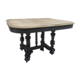 Table Henri II black patina, bleached oiled tray