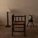 Chaise vintage à dossier ajouré et assise en jonc · 42×42×68 cm