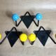 Lot 3 hooks coat racks with 2 balls vintage