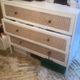 Pair of wooden and cannage chests of drawers