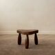 French Brutalist Wooden Tripod Stool in Solid Oak, 1950s