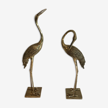 Pair of brass storks