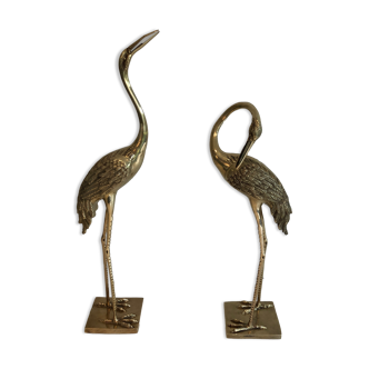 Pair of brass storks