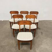 Set of 6 Scandinavian design chairs, ecru seats - price per piece