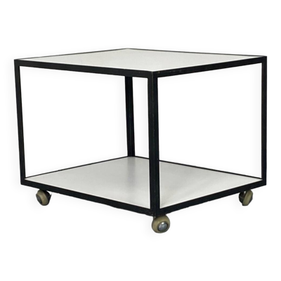 Table d'Appoint Roulante Mid-Century en Stratifié Blanc et Acier Noir par George Nelson pour Herman Miller, 1950s