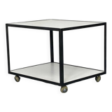 Mid-Century White Laminate and Black Steel Rolling End / Side Table by George Nelson for Herman Miller, 1950s