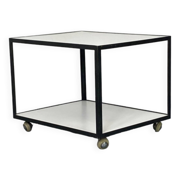 Table d'Appoint Roulante Mid-Century en Stratifié Blanc et Acier Noir par George Nelson pour Herman Miller, 1950s
