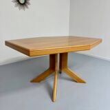 Antique octagonal solid wood extendable table, Girsberger design