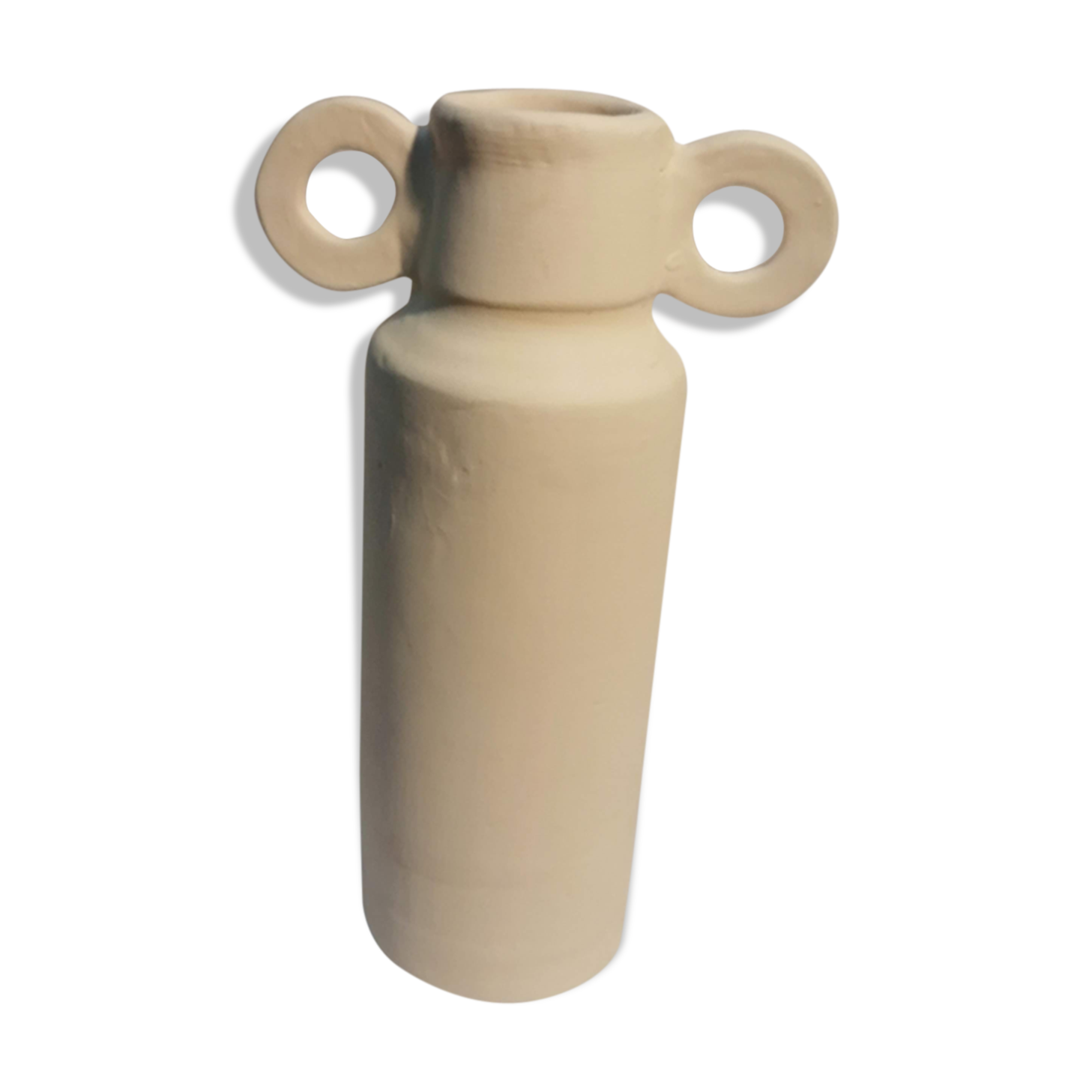 Handmade white clay vase contemporary style