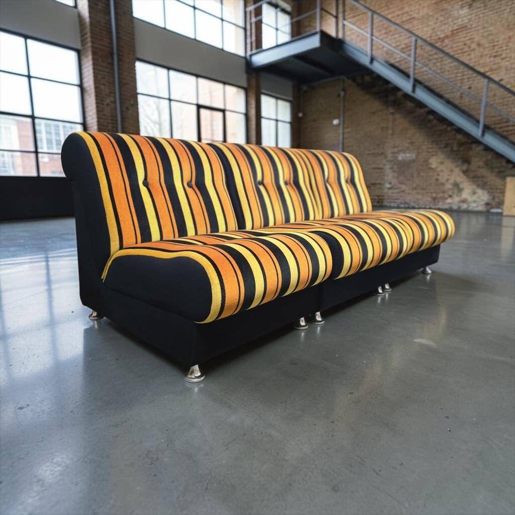 Fauteuil vintage à rayures orange space age / fauteuil une place